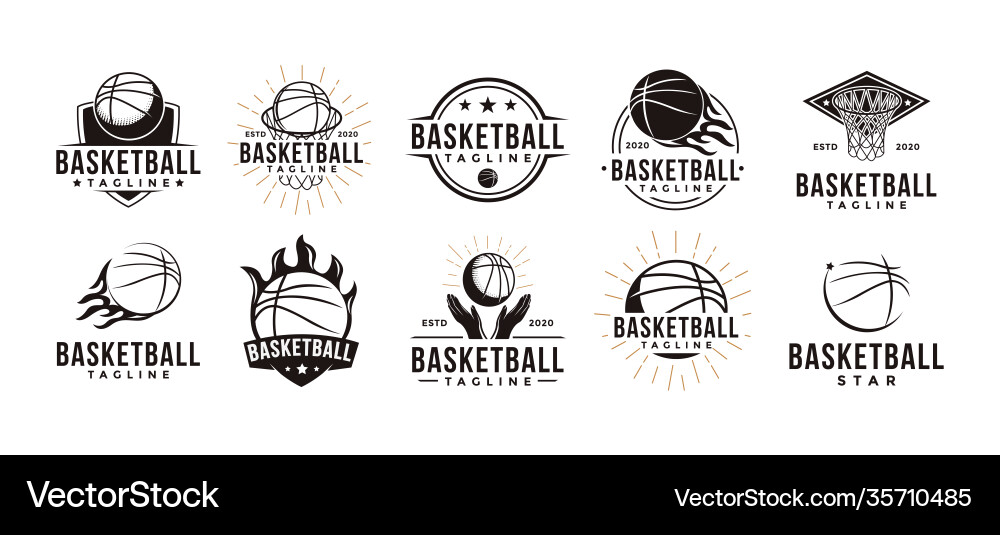 Vintage Basketball Club Logo Set vektorbild