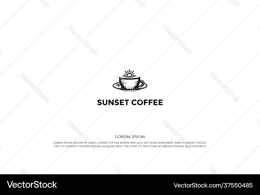 Vintage Retro Sonnenaufgang Morgen mit Kaffeebecher Vintage Retro Sonnenaufgang Morgen mit Kaffeebecher vektorbild