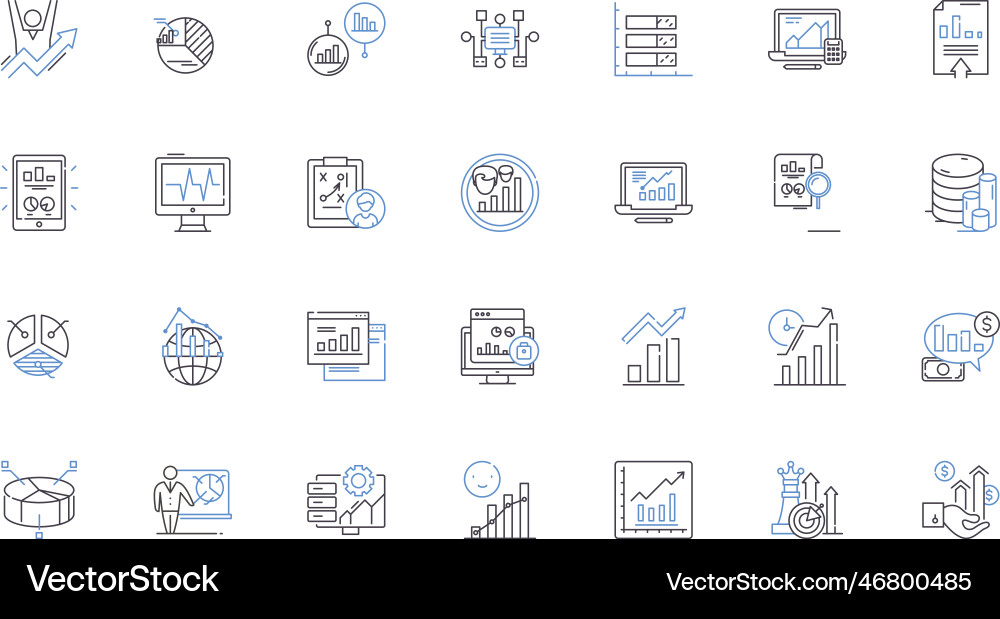Visual analytics line icons collection data Visual analytics line icons collection data vector image