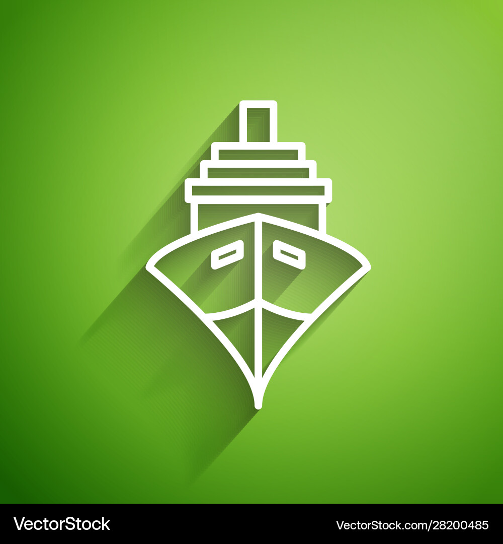White line cargo ship icon isolated on green White line cargo ship icon isolated on green vector image