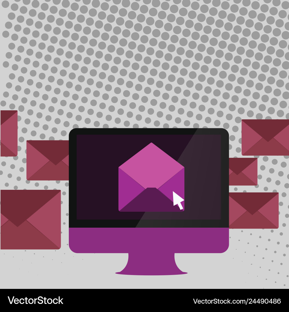 Computer screen with open color envelope and small Vector Image