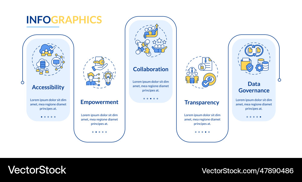 Data democratization layout with linear icons Data democratization layout with linear icons vector image