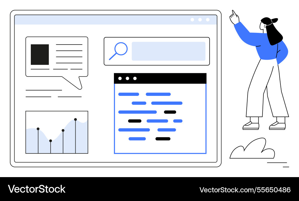 Digital search and browsing concept with charts Vector Image