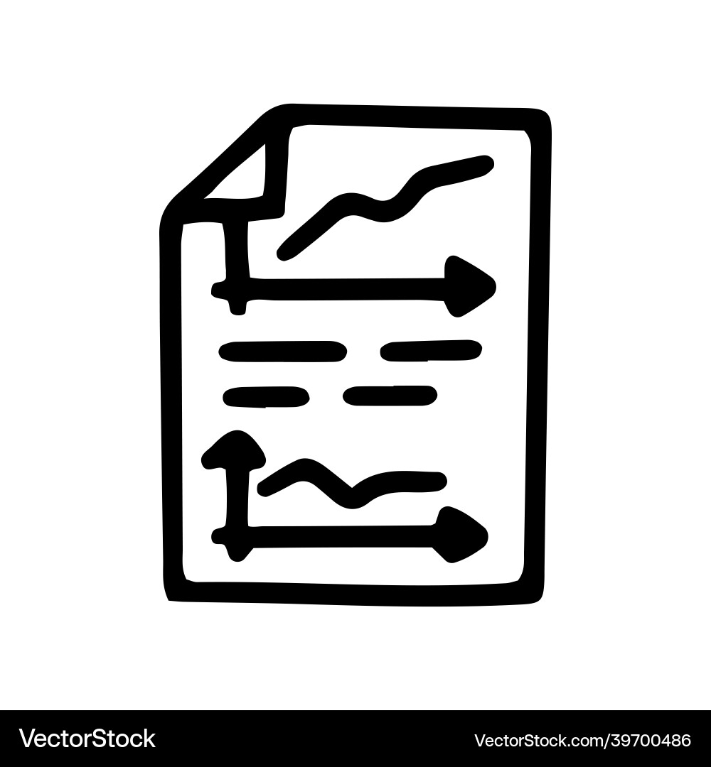 Document with graphs line doodle simple Document with graphs line doodle simple vector image