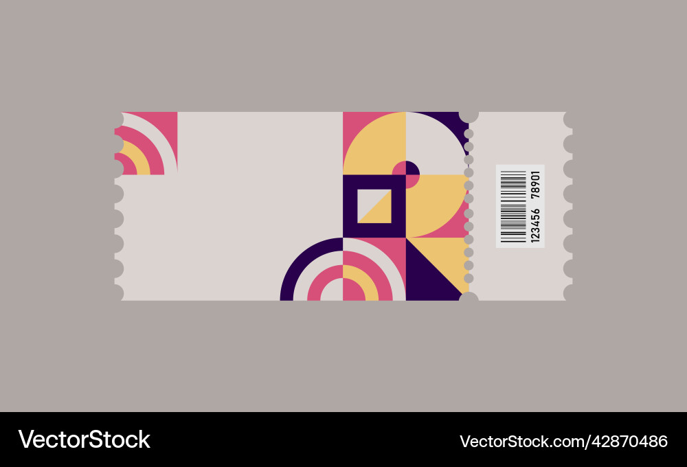 Empty ticket template design with geometric style Vector Image