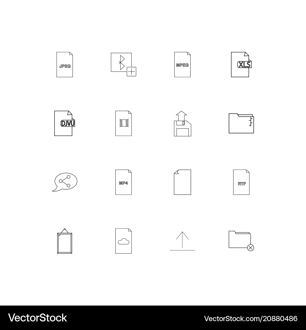 Files and folders sign linear thin icons set vector image