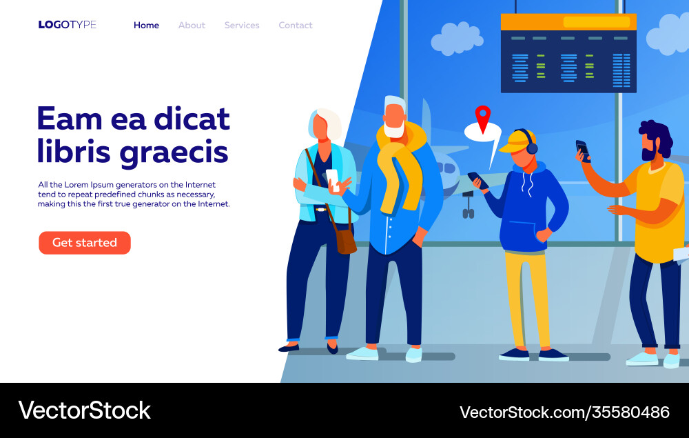 Group passengers standing in queue to counter 2 vector image