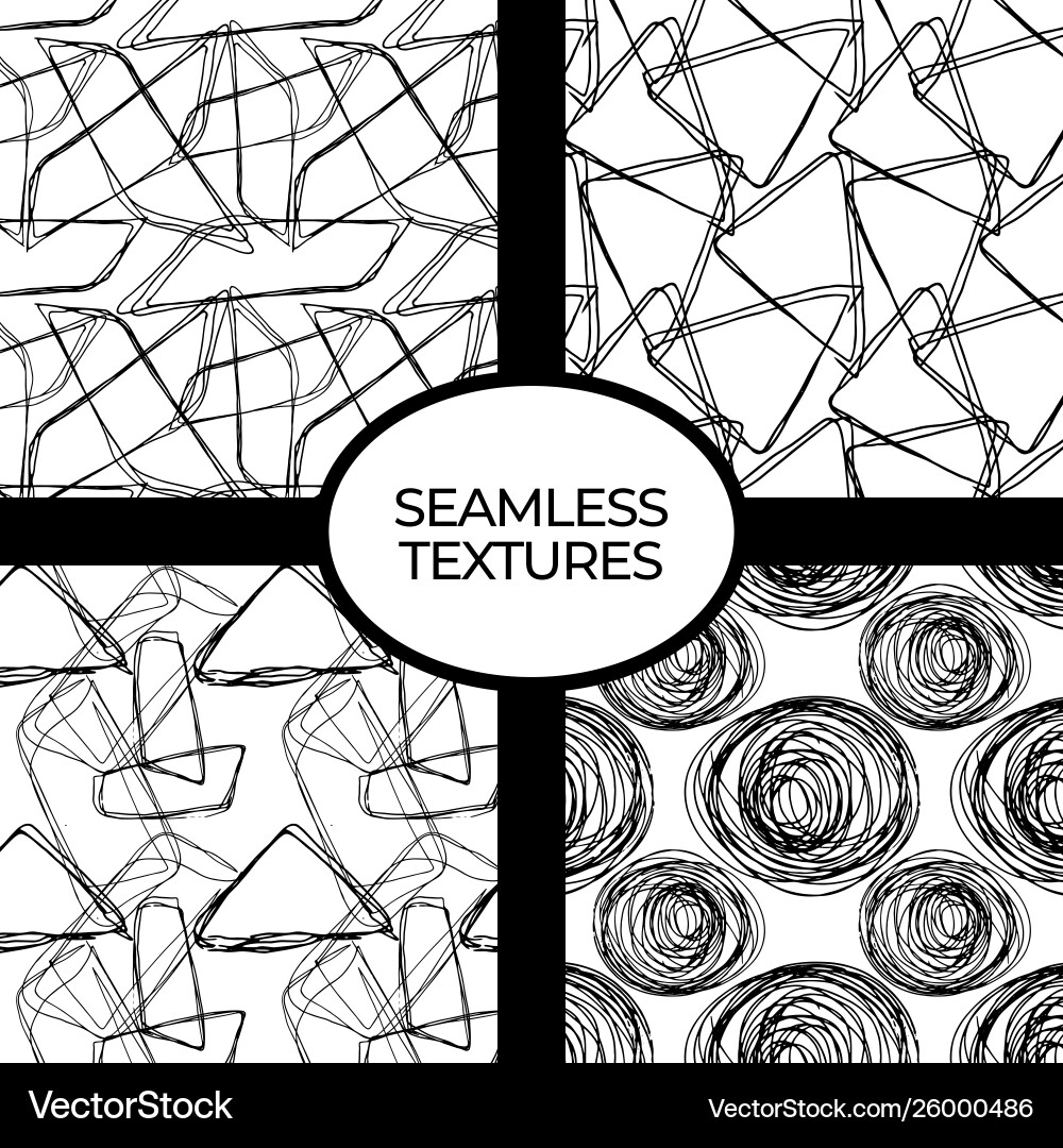 Hand-drawn set abstract seamless patterns from Hand-drawn set abstract seamless patterns from vector image