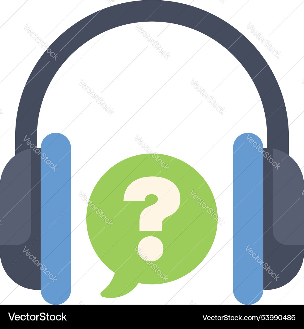 Headset showing question mark speech bubble Headset showing question mark speech bubble vector image