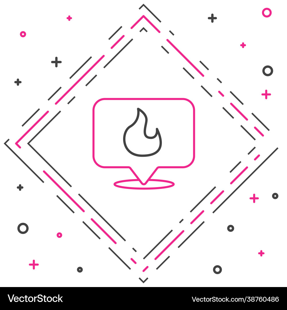 Line map pointer with fire flame icon isolated Line map pointer with fire flame icon isolated vector image