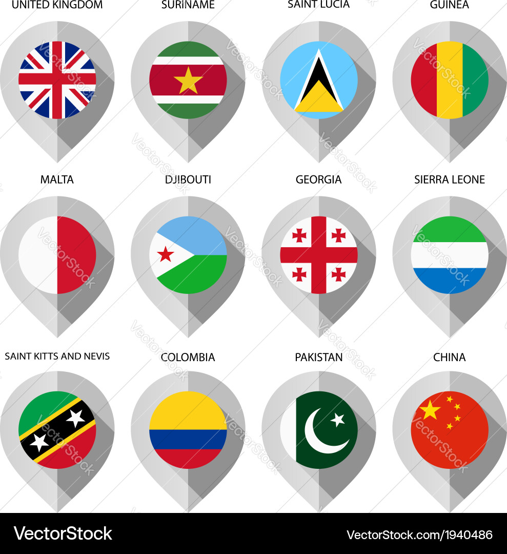 Map Marker with Flag Icon vector image