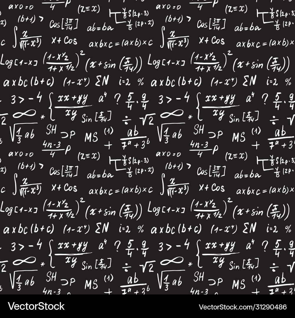 Math formulas seamless pattern hand drawn Math formulas seamless pattern hand drawn vector image