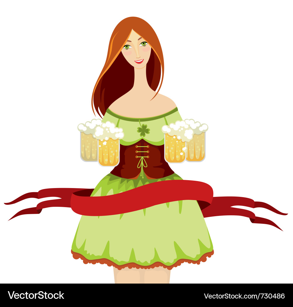 Oktoberfest girl beer Vector Image