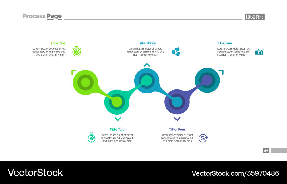 Process chart with five elements template vector image
