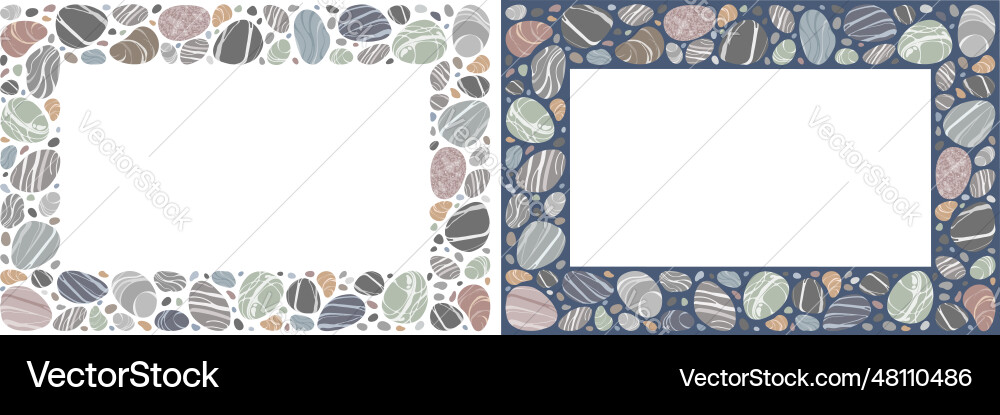 Rectangular frames set with pebble or sea stones Rectangular frames set with pebble or sea stones vector image