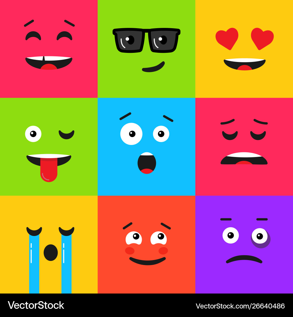 Set colorful emoticon background pattern Vector Image
