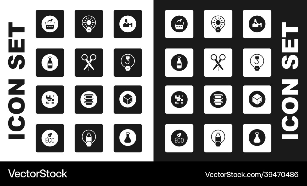 Set factory production scissors with cut line Vector Image