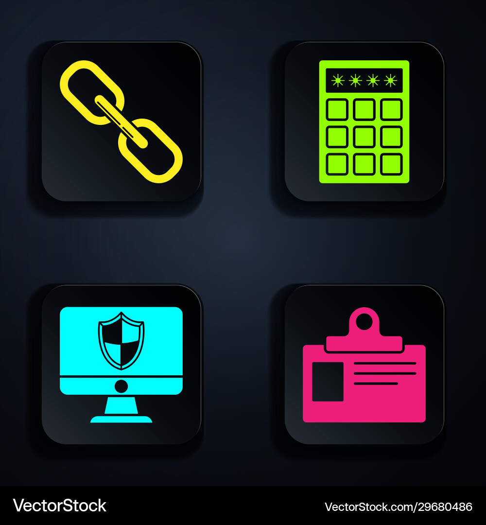 Set identification badge chain link computer Vector Image