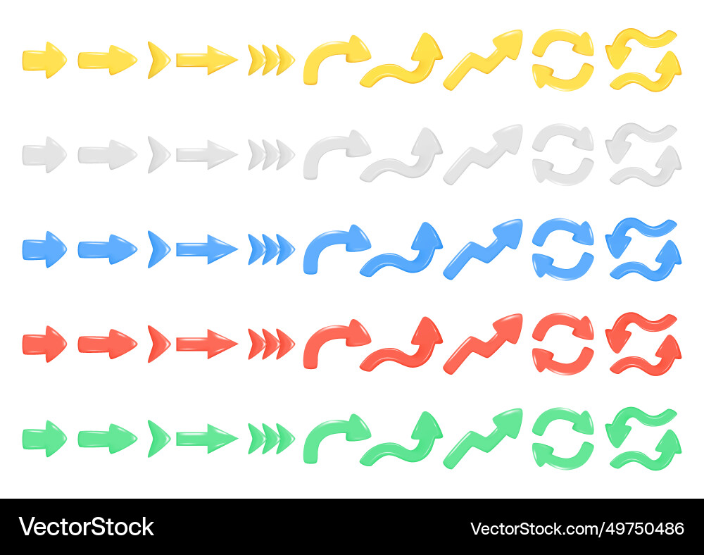 Set of realistic colorful 3d arrows different Set of realistic colorful 3d arrows different vector image