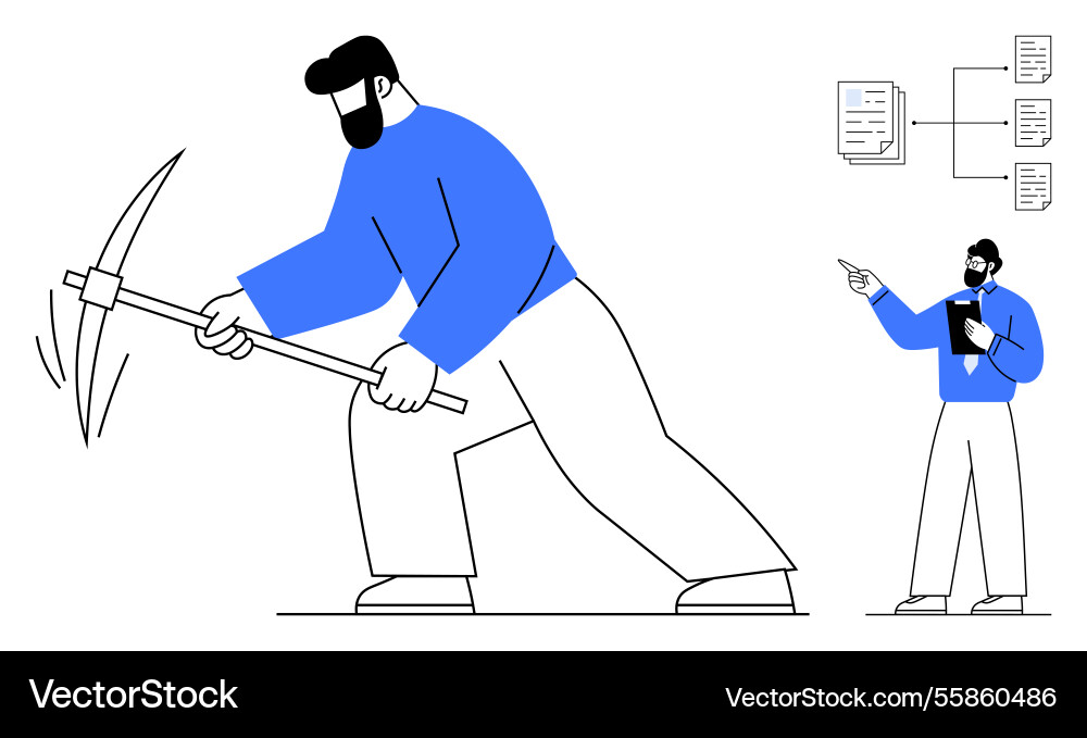 Teamwork in data extraction with worker mining Teamwork in data extraction with worker mining vector image