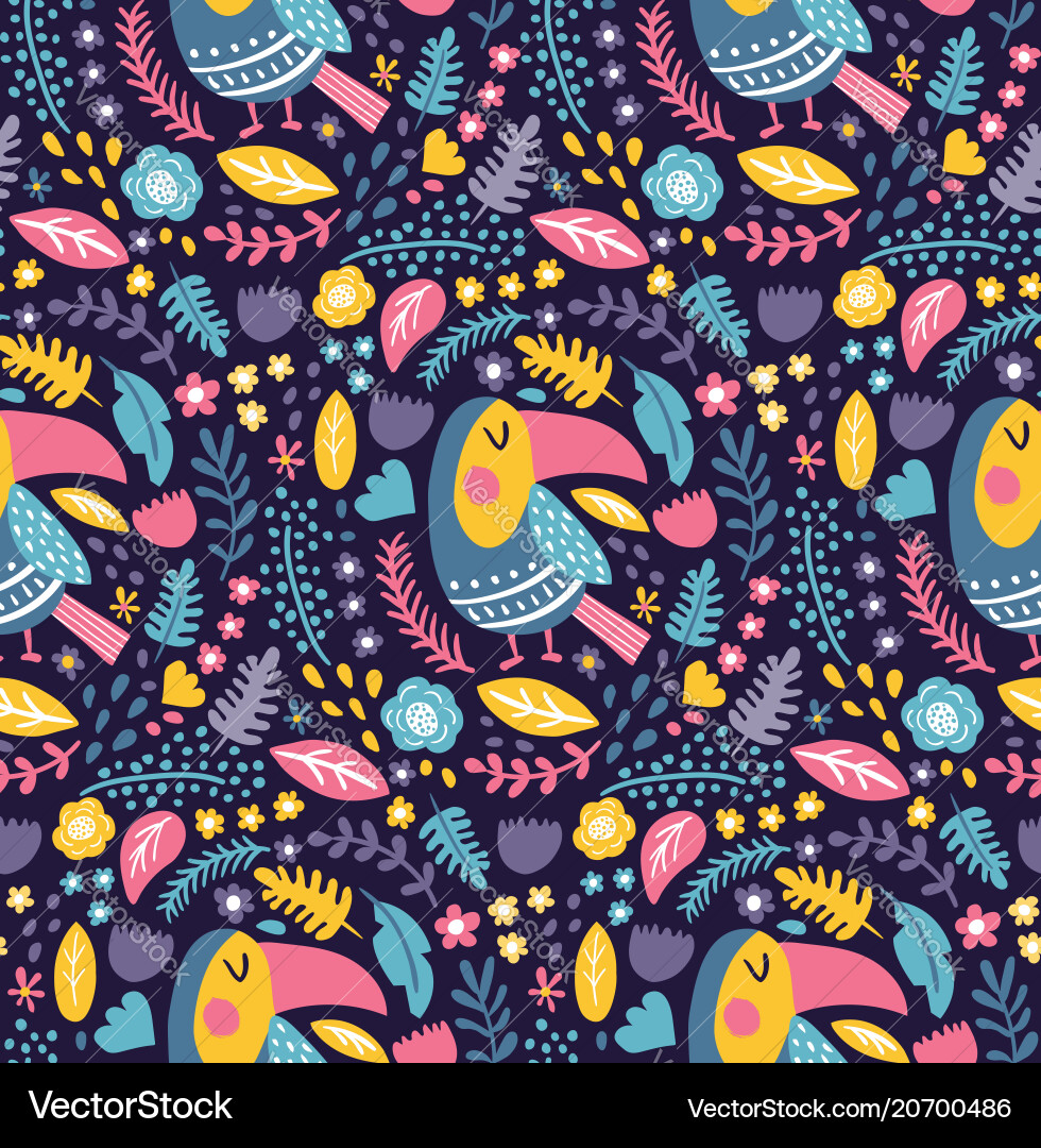 Tropical Toucan Pattern Vector Image