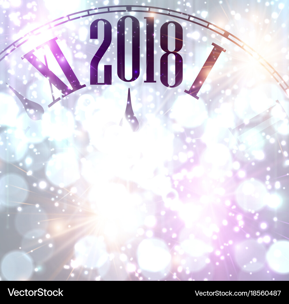 2018 new year background with clock Vector Image