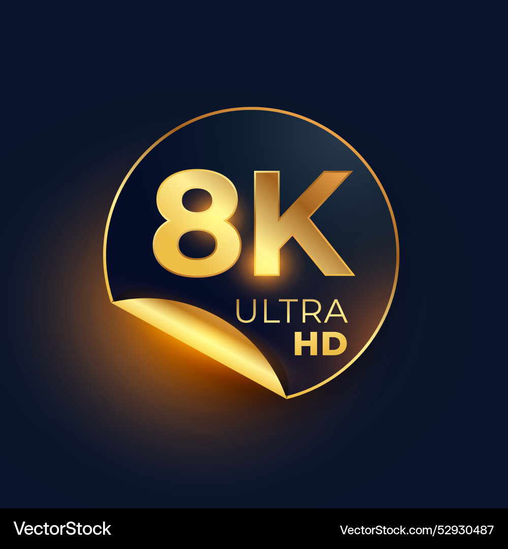 8k ultra hd video resolution sticker design Vector Image