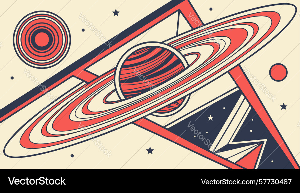 Abstract saturn planet with geometric structures Vector Image