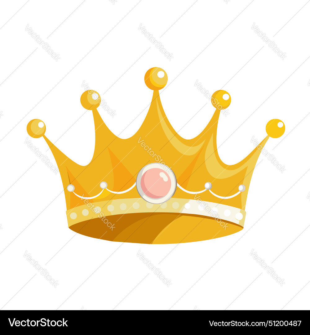 Beautiful golden queen princess crown with peals Beautiful golden queen princess crown with peals vector image