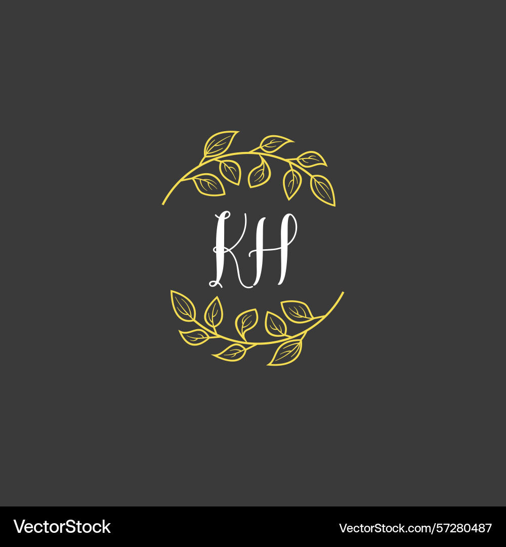 Botanical monogram logos with initial kh Vector Image