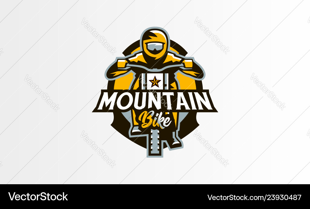 Colorful emblem badge logo of the rider riding Colorful emblem badge logo of the rider riding vector image
