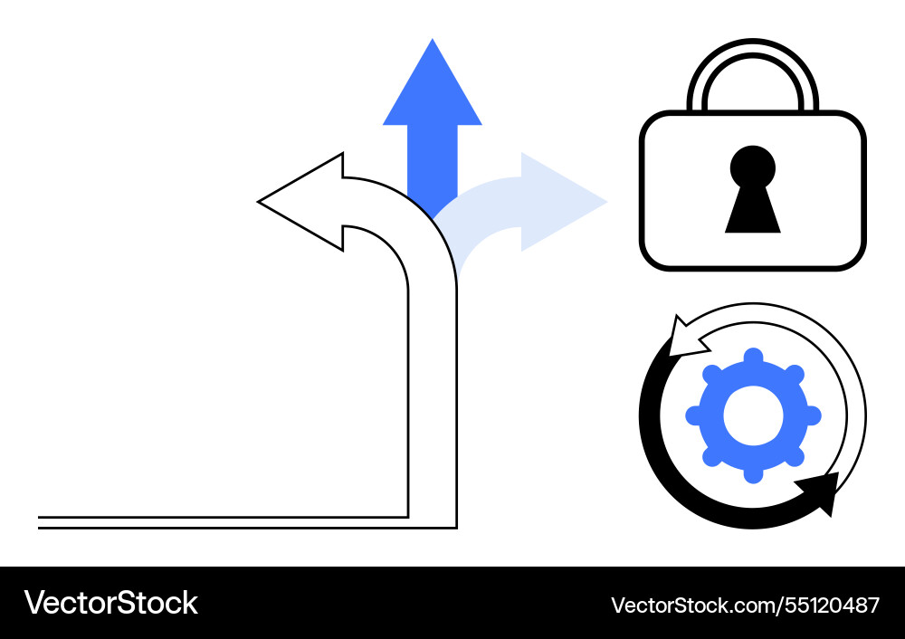 Decision-making path with security lock Vector Image