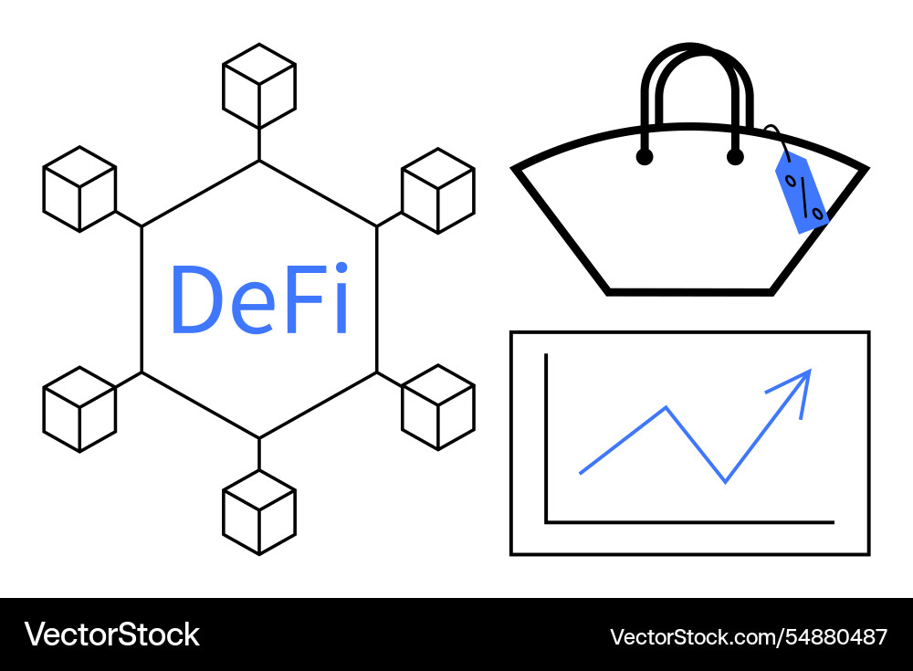 Defi network with blockchain growing graph Defi network with blockchain growing graph vector image