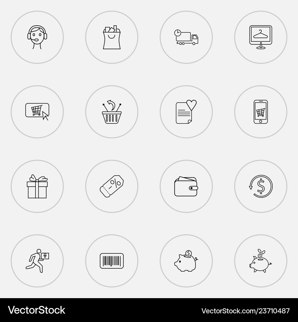 E-commerce icons line style set with wish list Vector Image