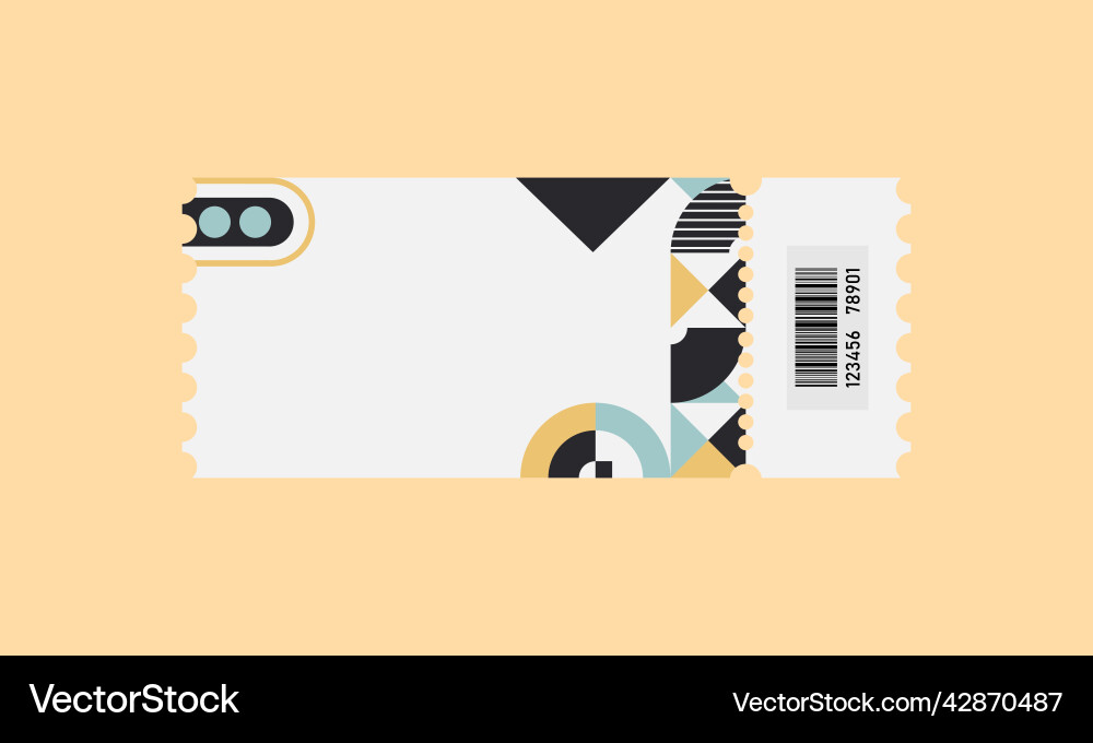 Empty ticket template with abstract geometric vector image