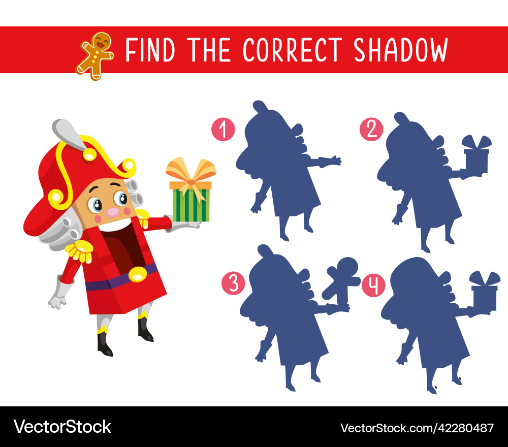 Find correct shadow game for children nutcracker Find correct shadow game for children nutcracker vector image