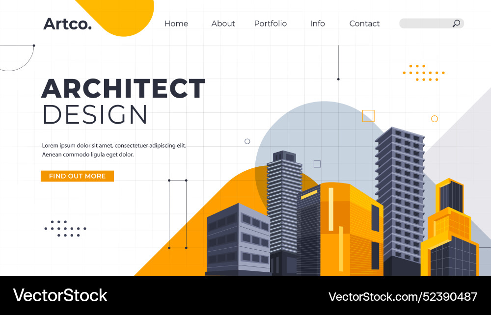 Flat design architecture project landing page Vector Image