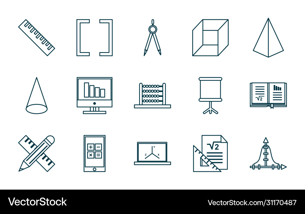 Math line style icon set design Vector Image