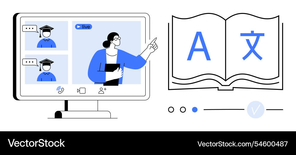Online language learning with virtual classroom Online language learning with virtual classroom vector image