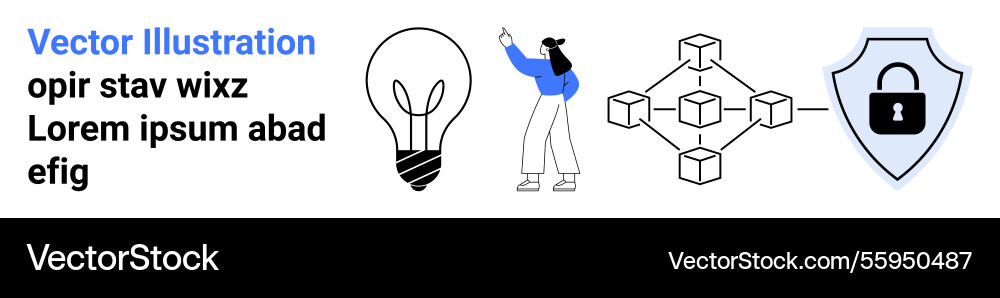 Person pointing at big idea blockchain network vector image