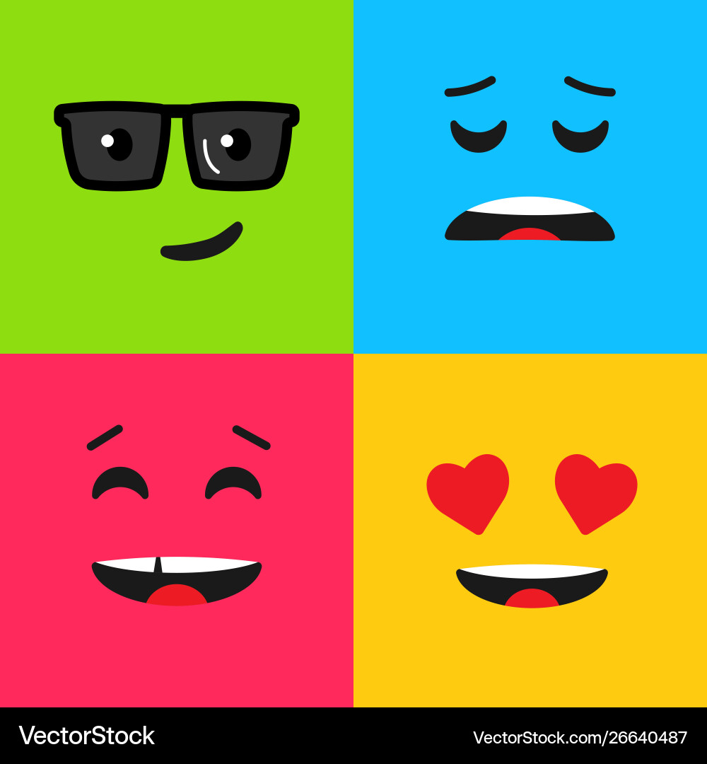 Set colorful emoticon background pattern Vector Image