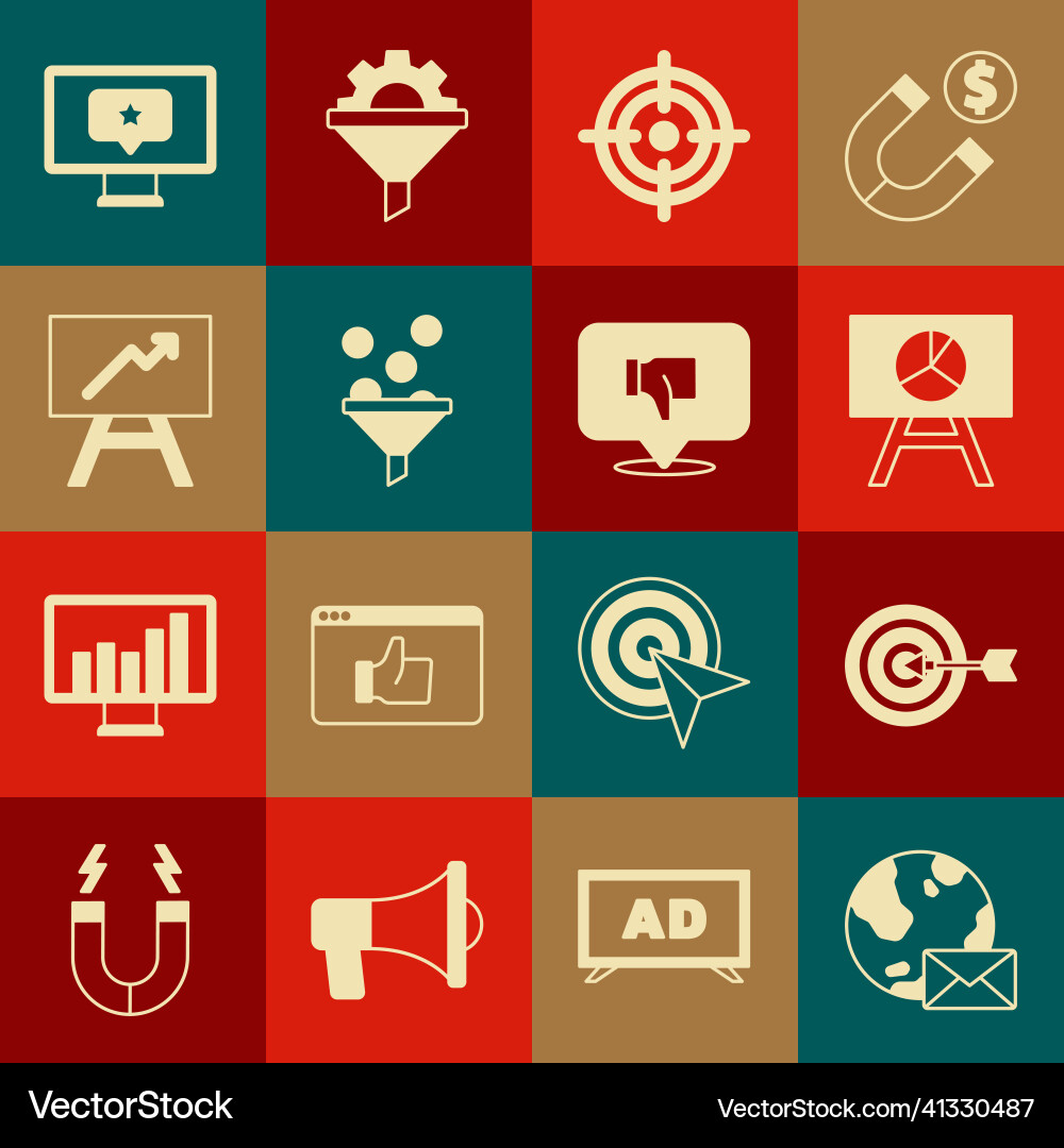Set earth globe with mail target board graph Set earth globe with mail target board graph vector image