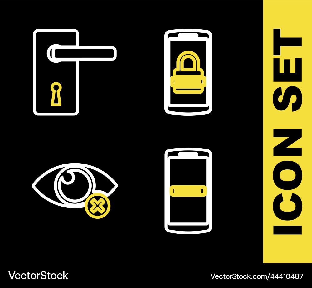 Set line mobile and password invisible hide Set line mobile and password invisible hide vector image
