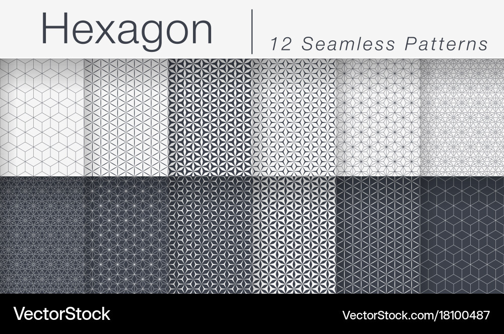 Set of minimalist seamless patterns hexagonal vector image