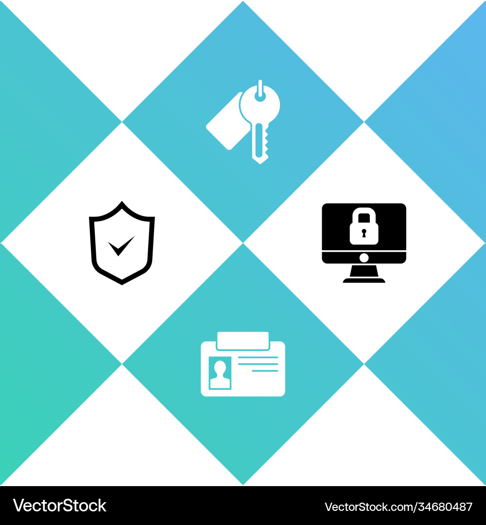 Set shield with check mark identification badge Vector Image