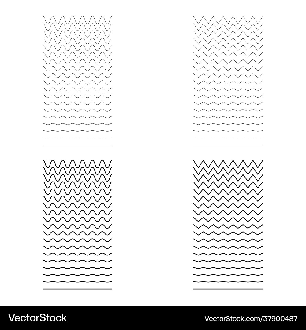 Set wavy curvy zigzag horizontal lines simple Set wavy curvy zigzag horizontal lines simple Vector Image
