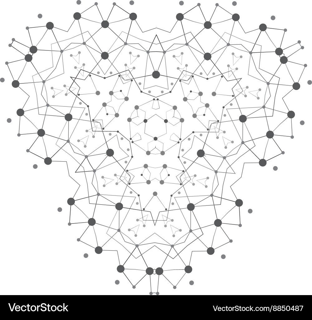 Shape molecular structure with lines and dots vector image