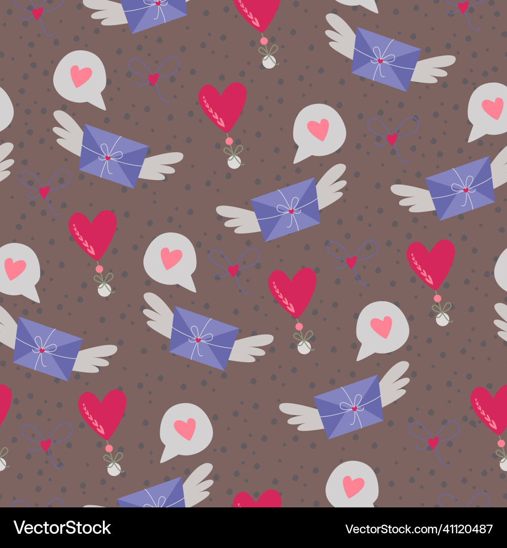 Simple seamless pattern envelopes with wings Vector Image