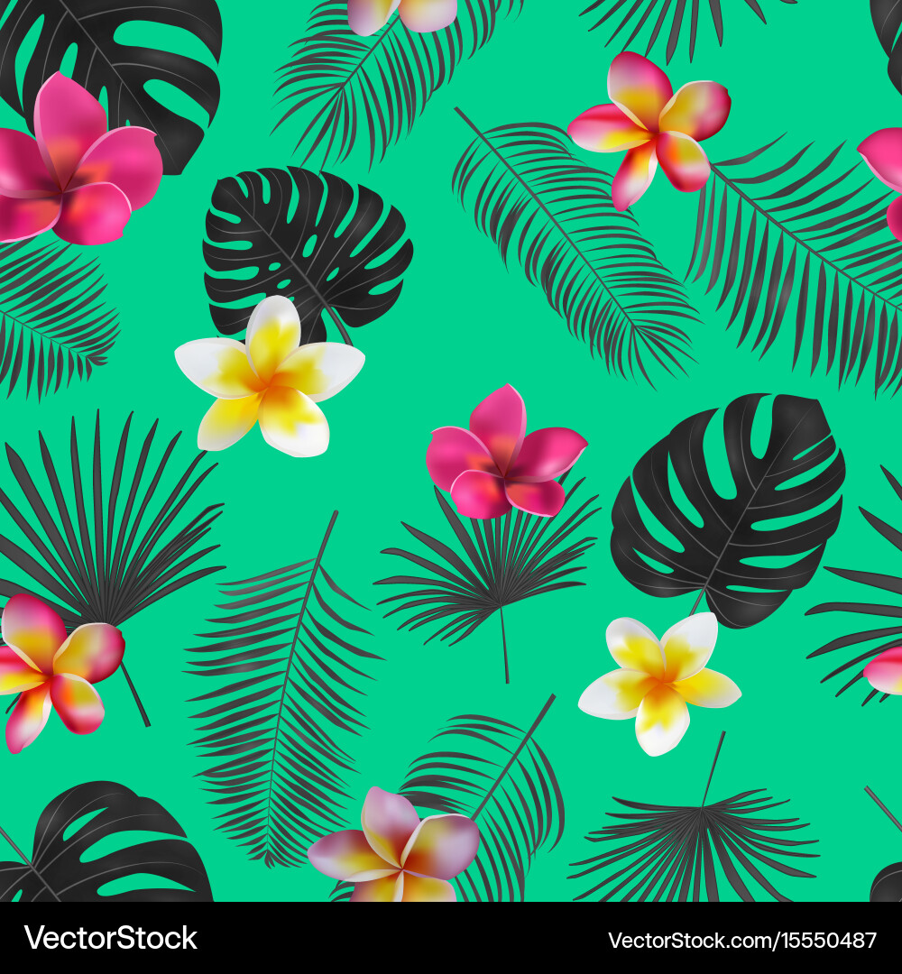 Tropical Palm Leaf Seamless Pattern Vector Image