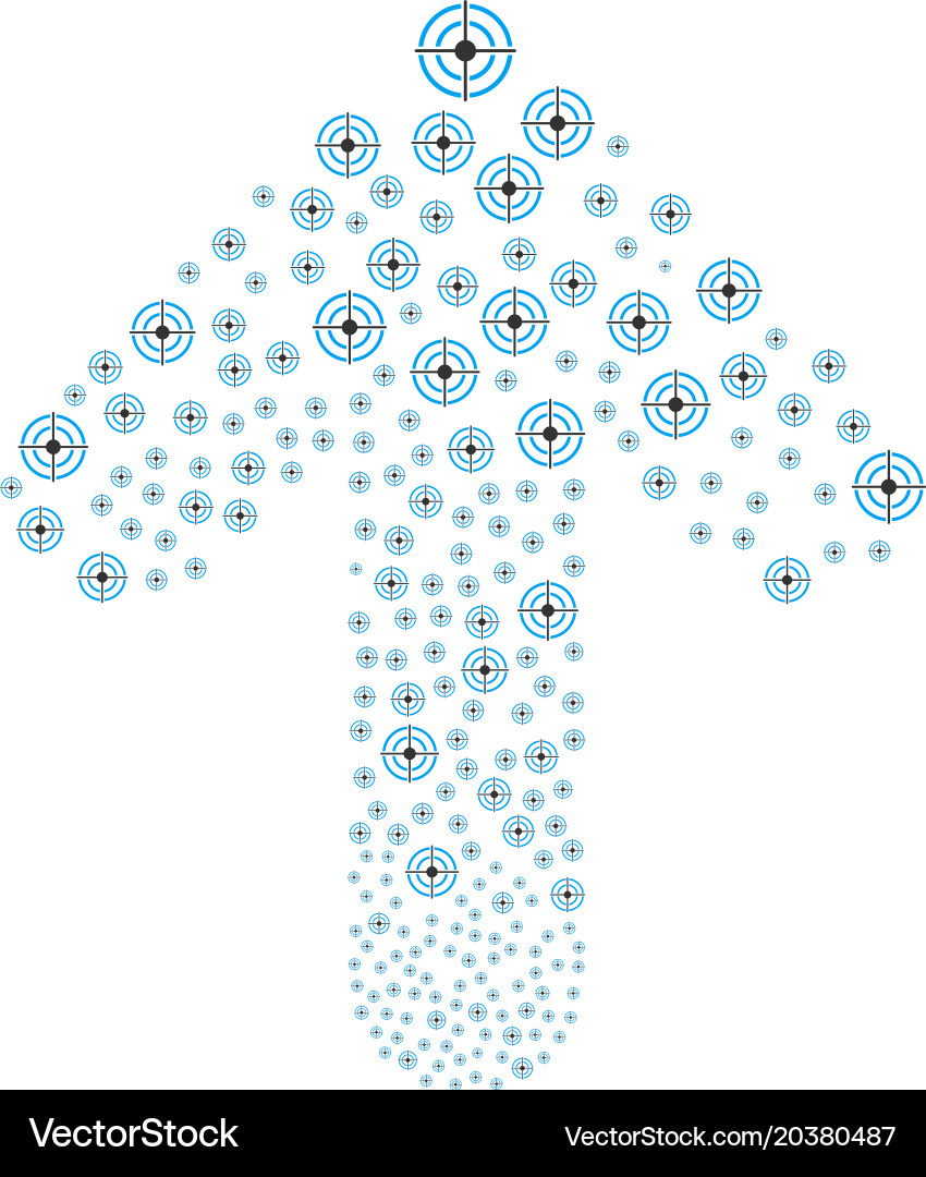Up pointing arrow composition with target bullseye vector image